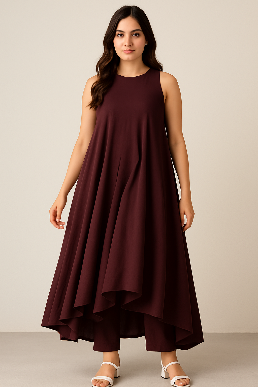 Royal Blue Asymmetrical Cotton Maxi Dress-kurthi