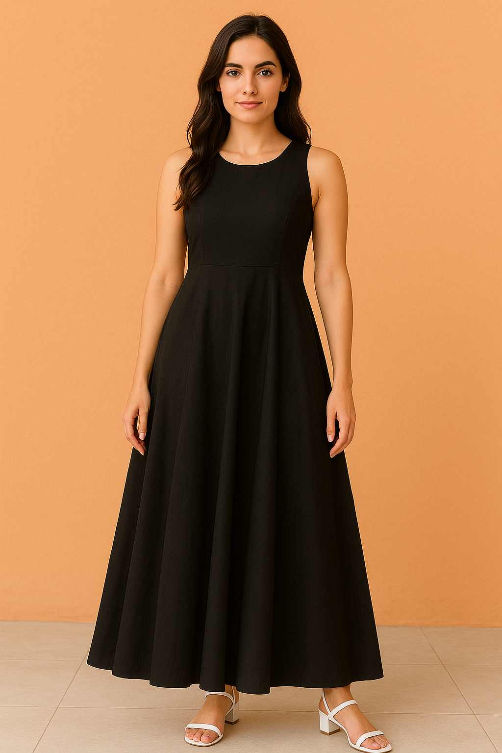 Deep Purple Sleeveless Cotton Maxi Dress - kurthi