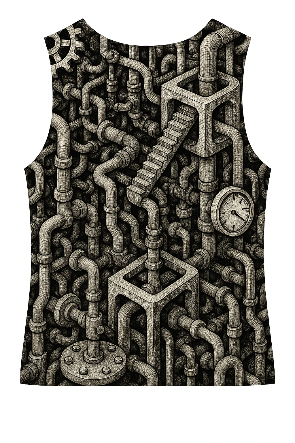 An intricate sleeveless tee