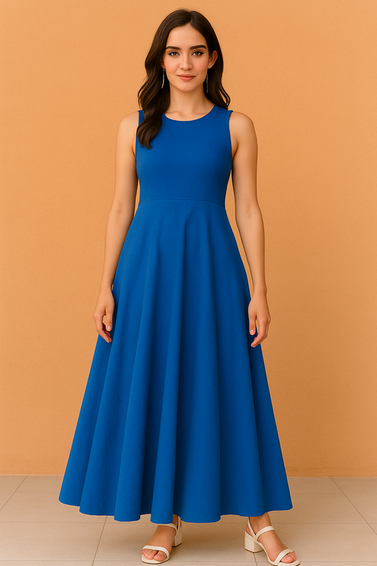 Deep Purple Sleeveless Cotton Maxi Dress - kurthi